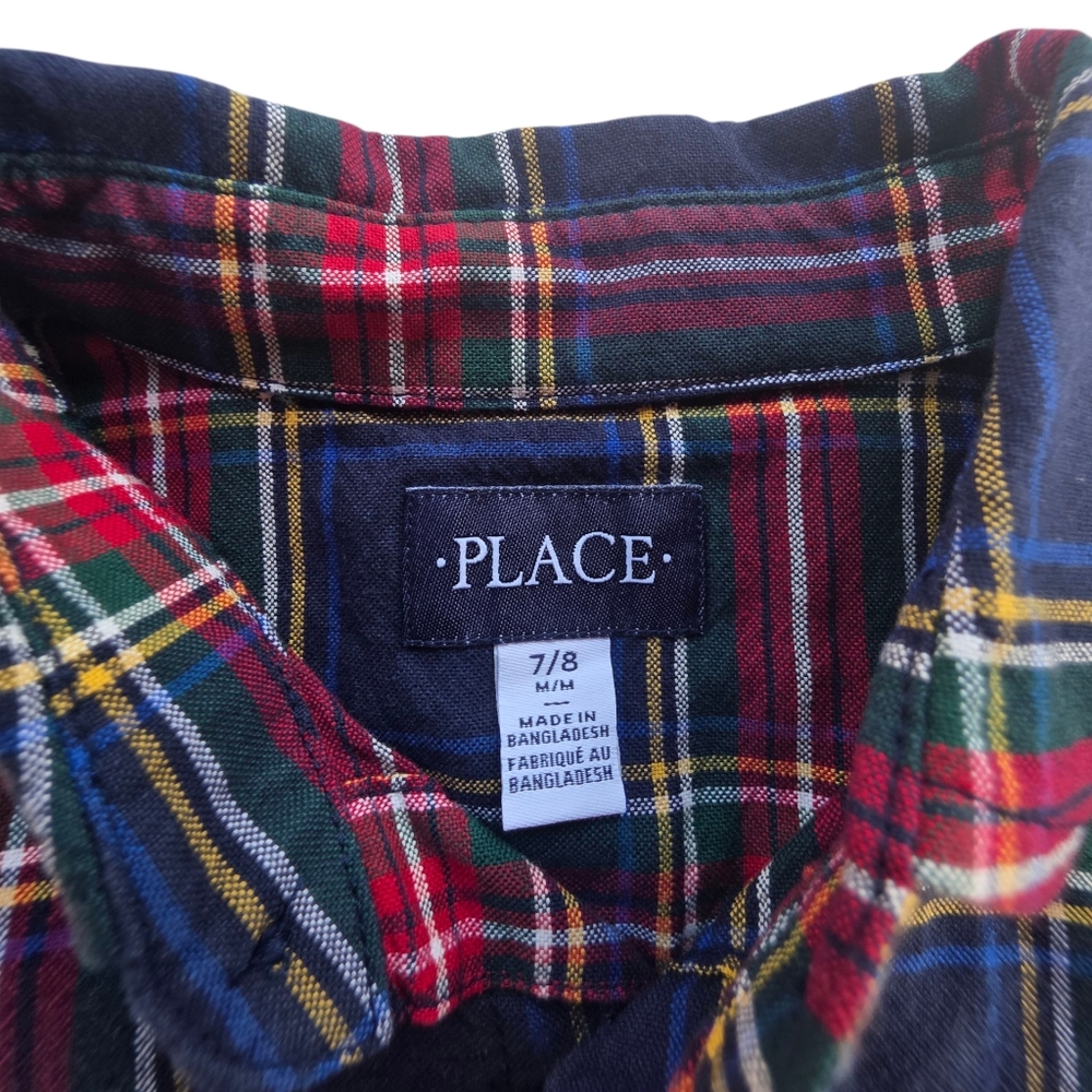 Place Kids Plaid Shirt - Navy and Pink - Picture 6 of 8